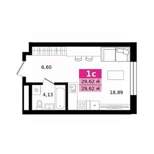 Студия квартира, строящийся дом, 30м2, 5/27 этаж