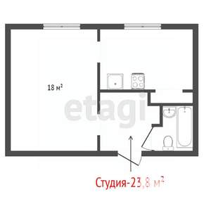1-к квартира, вторичка, 26м2, 4/5 этаж