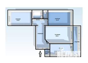 3-к квартира, вторичка, 64м2, 2/9 этаж