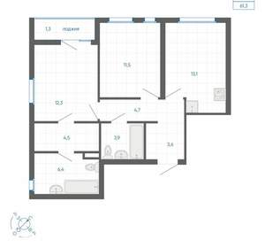 2-к квартира, вторичка, 61м2, 19/32 этаж