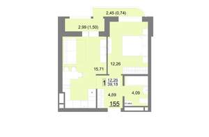 1-к квартира, вторичка, 39м2, 16/22 этаж