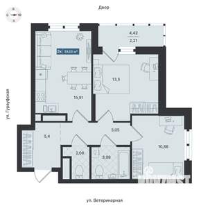 2-к квартира, вторичка, 59м2, 11/24 этаж