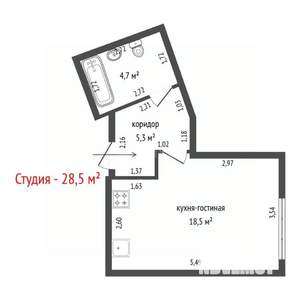 Студия квартира, вторичка, 29м2, 1/8 этаж