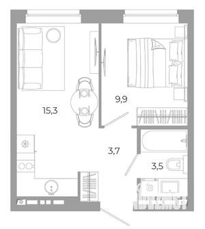 1-к квартира, вторичка, 32м2, 6/12 этаж