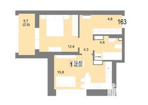 1-к квартира, вторичка, 45м2, 25/25 этаж