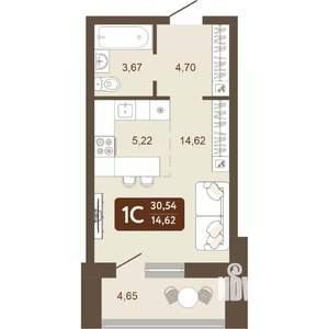 1-к квартира, вторичка, 31м2, 21/24 этаж