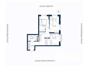 2-к квартира, вторичка, 57м2, 23/33 этаж