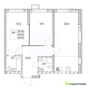 2-к квартира, вторичка, 65м2, 24/31 этаж
