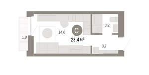 Студия квартира, вторичка, 23м2, 6/16 этаж