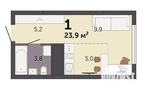 Студия квартира, строящийся дом, 24м2, 30/32 этаж