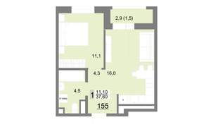 1-к квартира, вторичка, 38м2, 18/26 этаж