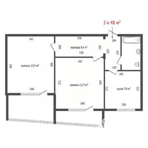 2-к квартира, вторичка, 48м2, 5/9 этаж