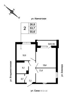 2-к квартира, вторичка, 56м2, 20/24 этаж