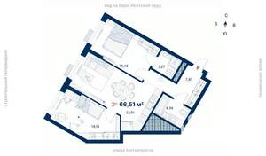 2-к квартира, вторичка, 67м2, 28/31 этаж
