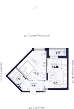 1-к квартира, вторичка, 44м2, 4/17 этаж