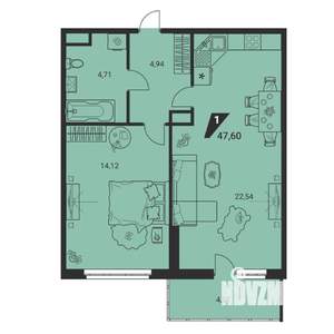 2-к квартира, вторичка, 48м2, 8/25 этаж