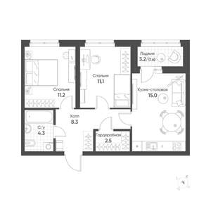 2-к квартира, вторичка, 54м2, 8/16 этаж