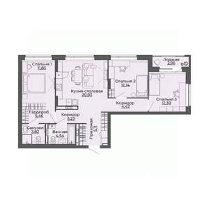 3-к квартира, вторичка, 89м2, 8/29 этаж