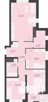 3-к квартира, вторичка, 75м2, 12/16 этаж