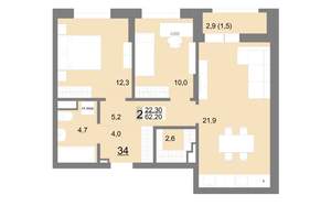 2-к квартира, вторичка, 62м2, 5/26 этаж