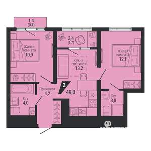 2-к квартира, вторичка, 49м2, 4/31 этаж