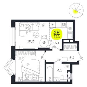 2-к квартира, вторичка, 37м2, 14/27 этаж