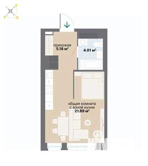 Студия квартира, вторичка, 31м2, 23/26 этаж