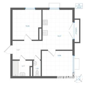 2-к квартира, вторичка, 49м2, 2/4 этаж