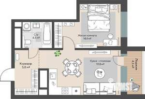1-к квартира, вторичка, 46м2, 9/30 этаж