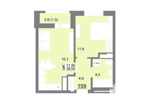 1-к квартира, вторичка, 38м2, 19/26 этаж