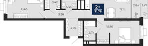 2-к квартира, вторичка, 72м2, 4/30 этаж