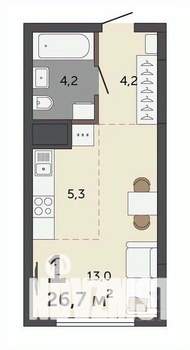 Студия квартира, вторичка, 27м2, 10/30 этаж