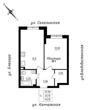 1-к квартира, строящийся дом, 40м2, 2/25 этаж