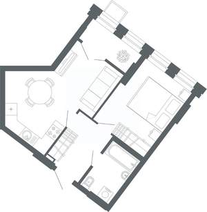 1-к квартира, вторичка, 45м2, 7/27 этаж