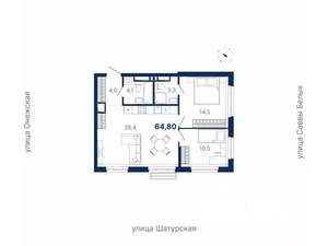 2-к квартира, вторичка, 65м2, 4/21 этаж