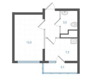 1-к квартира, вторичка, 29м2, 18/25 этаж