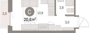 Студия квартира, вторичка, 21м2, 6/9 этаж