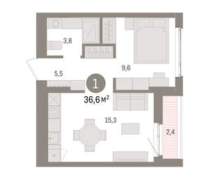 1-к квартира, вторичка, 37м2, 4/25 этаж