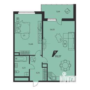 1-к квартира, вторичка, 55м2, 13/25 этаж