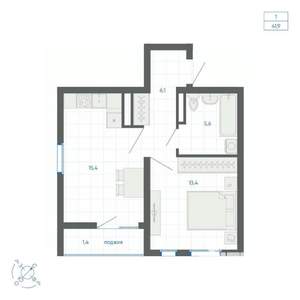 1-к квартира, вторичка, 42м2, 30/32 этаж