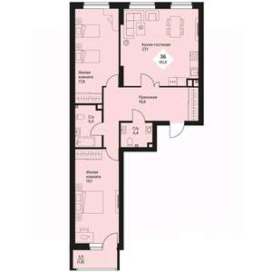 3-к квартира, вторичка, 91м2, 2/25 этаж