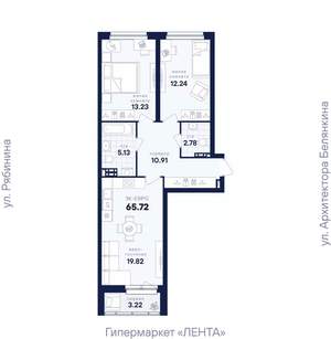2-к квартира, вторичка, 66м2, 3/26 этаж