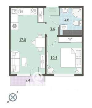 1-к квартира, вторичка, 36м2, 21/24 этаж