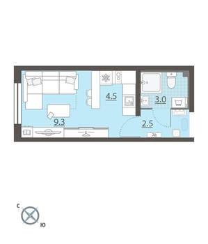 Студия квартира, вторичка, 19м2, 4/8 этаж