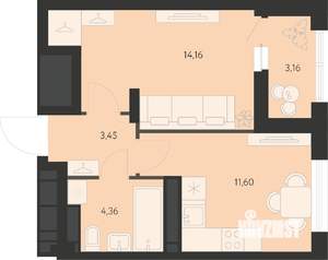 1-к квартира, вторичка, 35м2, 3/22 этаж