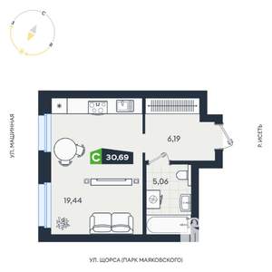 Студия квартира, строящийся дом, 31м2, 2/31 этаж