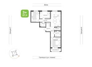 3-к квартира, вторичка, 87м2, 7/17 этаж