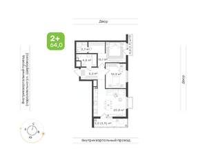 2-к квартира, вторичка, 64м2, 9/24 этаж