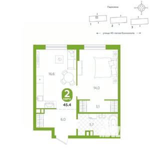 1-к квартира, вторичка, 45м2, 2/16 этаж