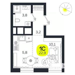 Студия квартира, вторичка, 23м2, 16/27 этаж